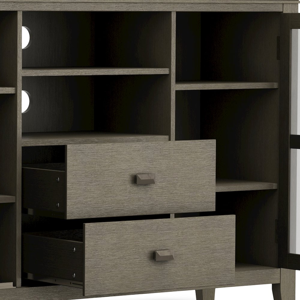 Artisan Solid Wood Tall Tv Media Stand In Farmhouse Grey For Tvs Up To 60 Inches. Picture 4
