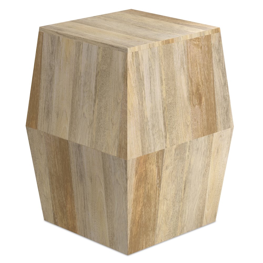 Solid Mango Wood 16 Inch Wide Irregular Contemporary Side Table In Natural. Picture 3