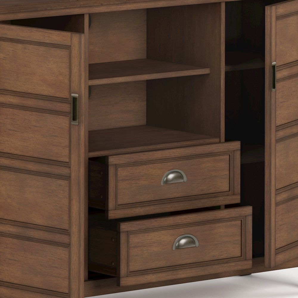 Tall Tv Media Stand In Rustic Natural Aged Brown For Tvs Up To 60 Inches. Picture 3
