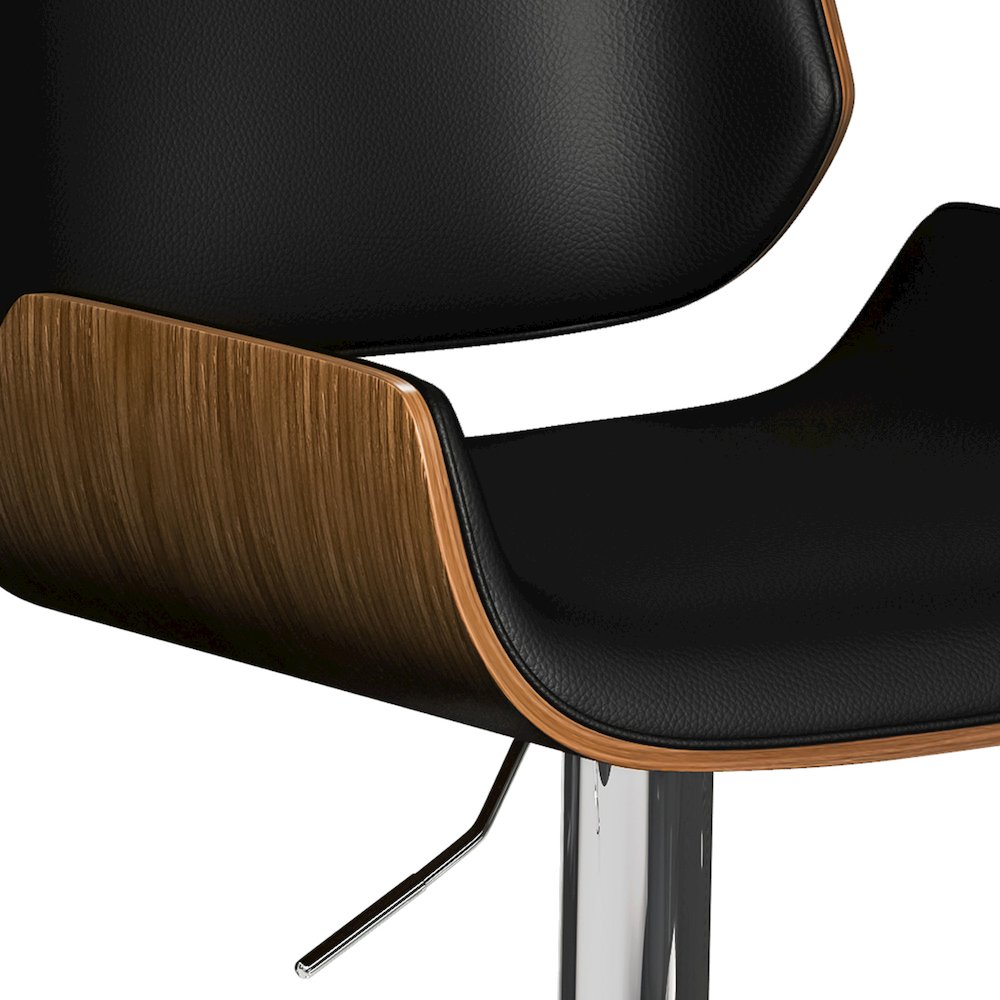 Dixie Adjustable Swivel Bar Stool In Black Vegan Faux Leather. Picture 4