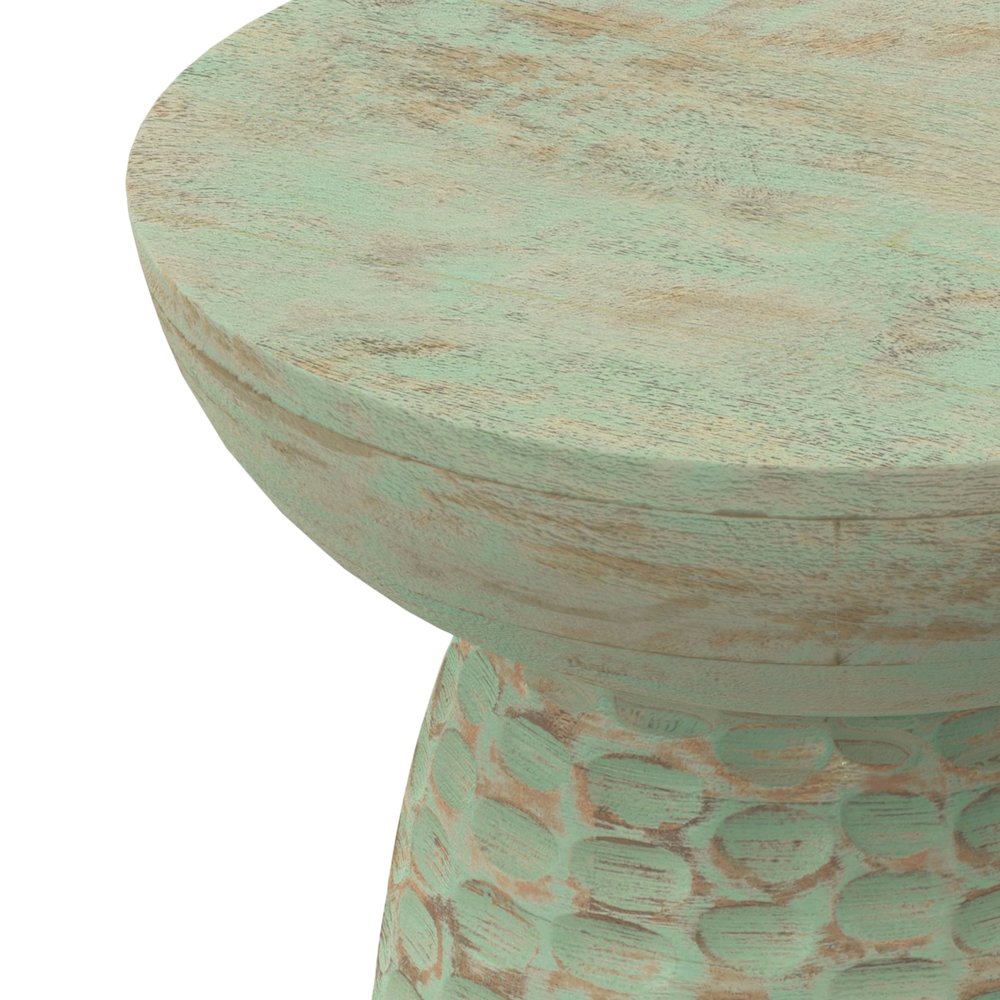 Boyd 13 inch Wide Solid Wood Contemporary Accent Table in Green Wash, Assembled. Picture 4