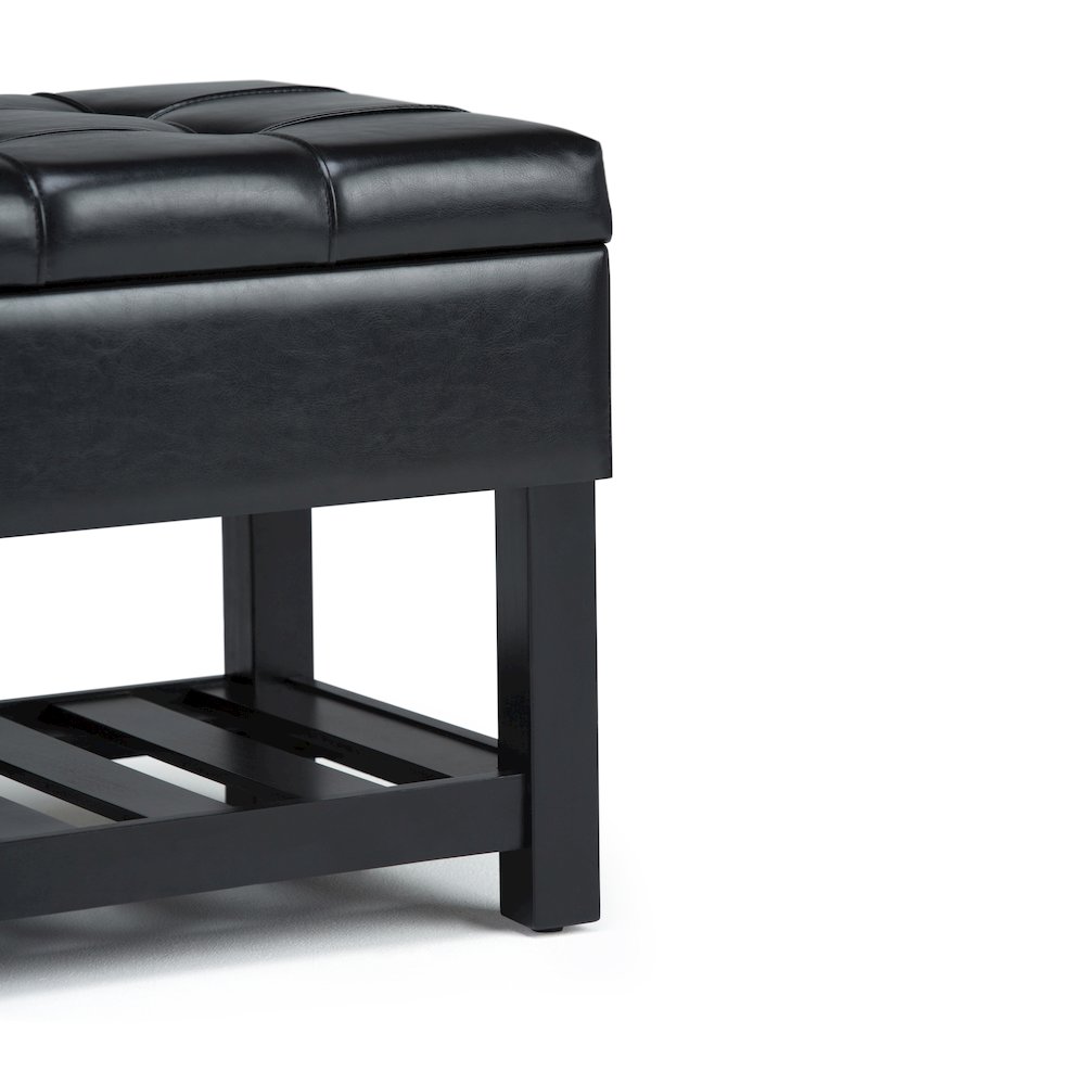 Saxon Solid Hardwood Storage Ottoman Bench In Midnight Black. Picture 3