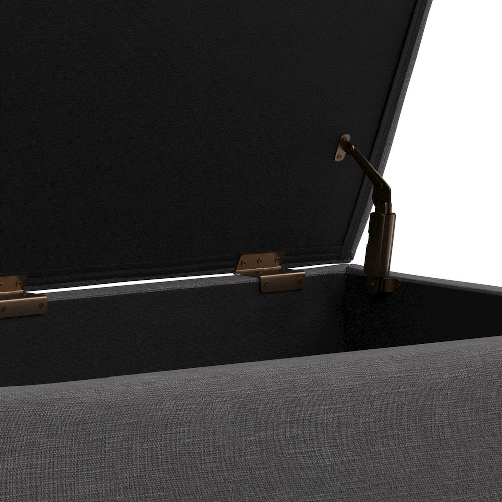 Coffee Table Storage Ottoman With Lift Up Lid In Slate Grey Polyester Linen Look. Picture 3