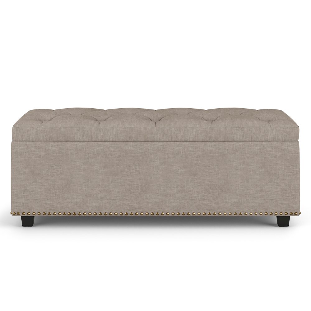 Hamilton Lift Top Rectangular Storage Ottoman in Natural Linen Look Fabric. Picture 3