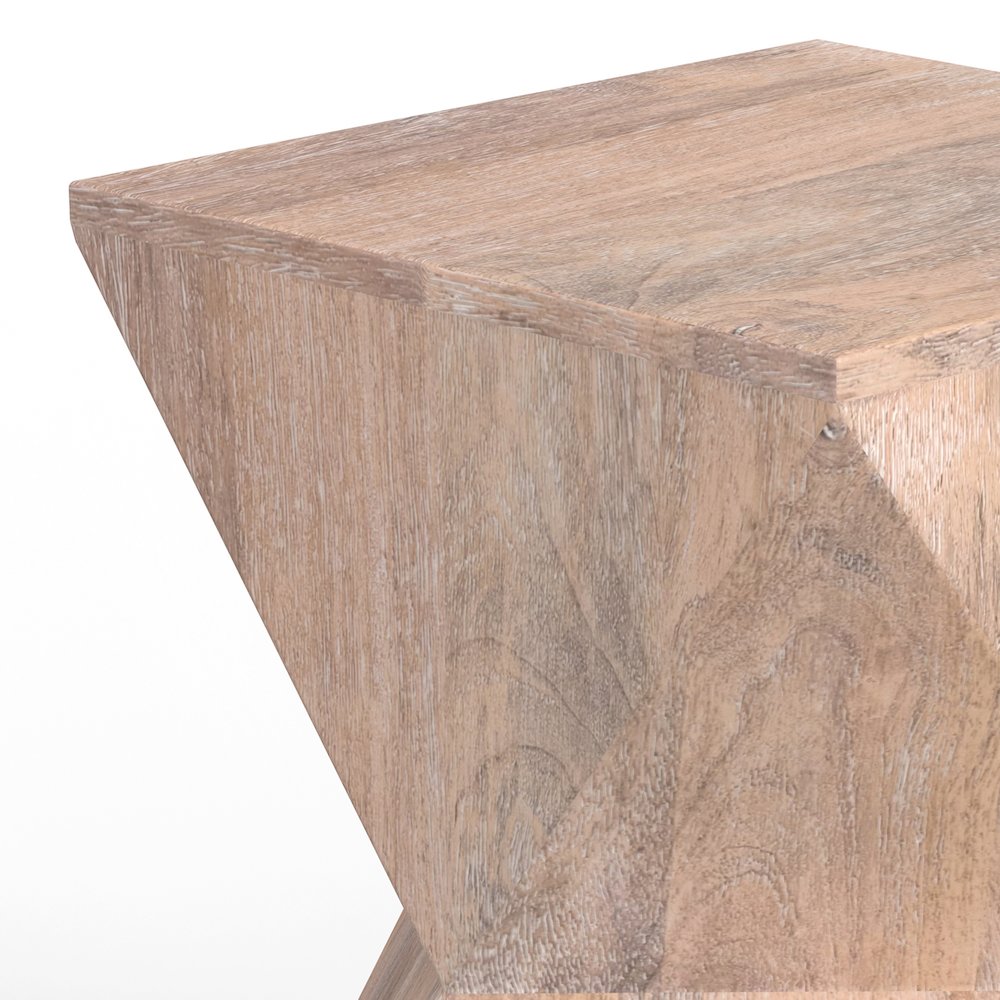 Sutton 14 Inch Wide Solid Mango Contemporary Side Table In Cerused Natural. Picture 3