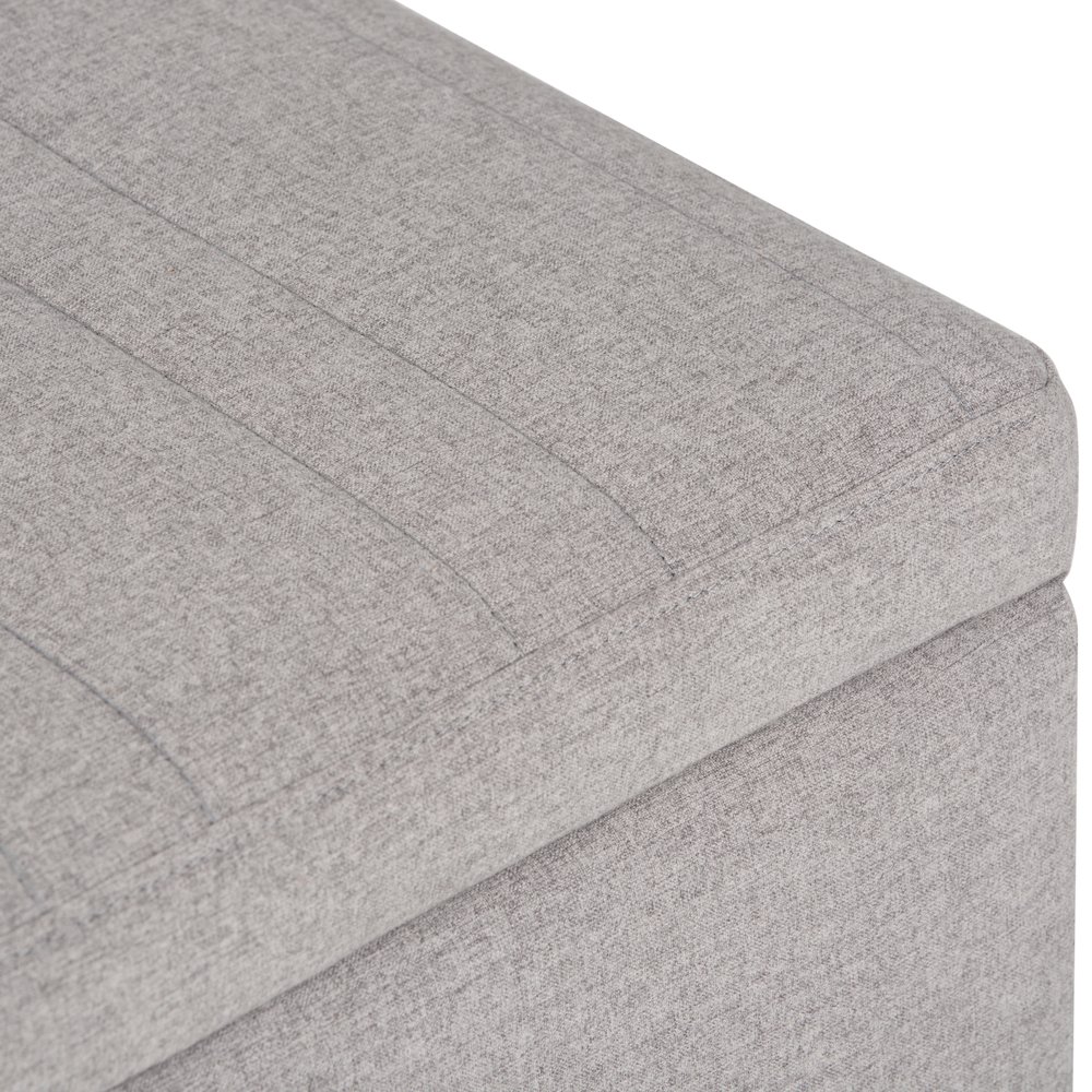 Monroe Storage Ottoman In Cloud Grey Linen Look Fabric. Picture 2