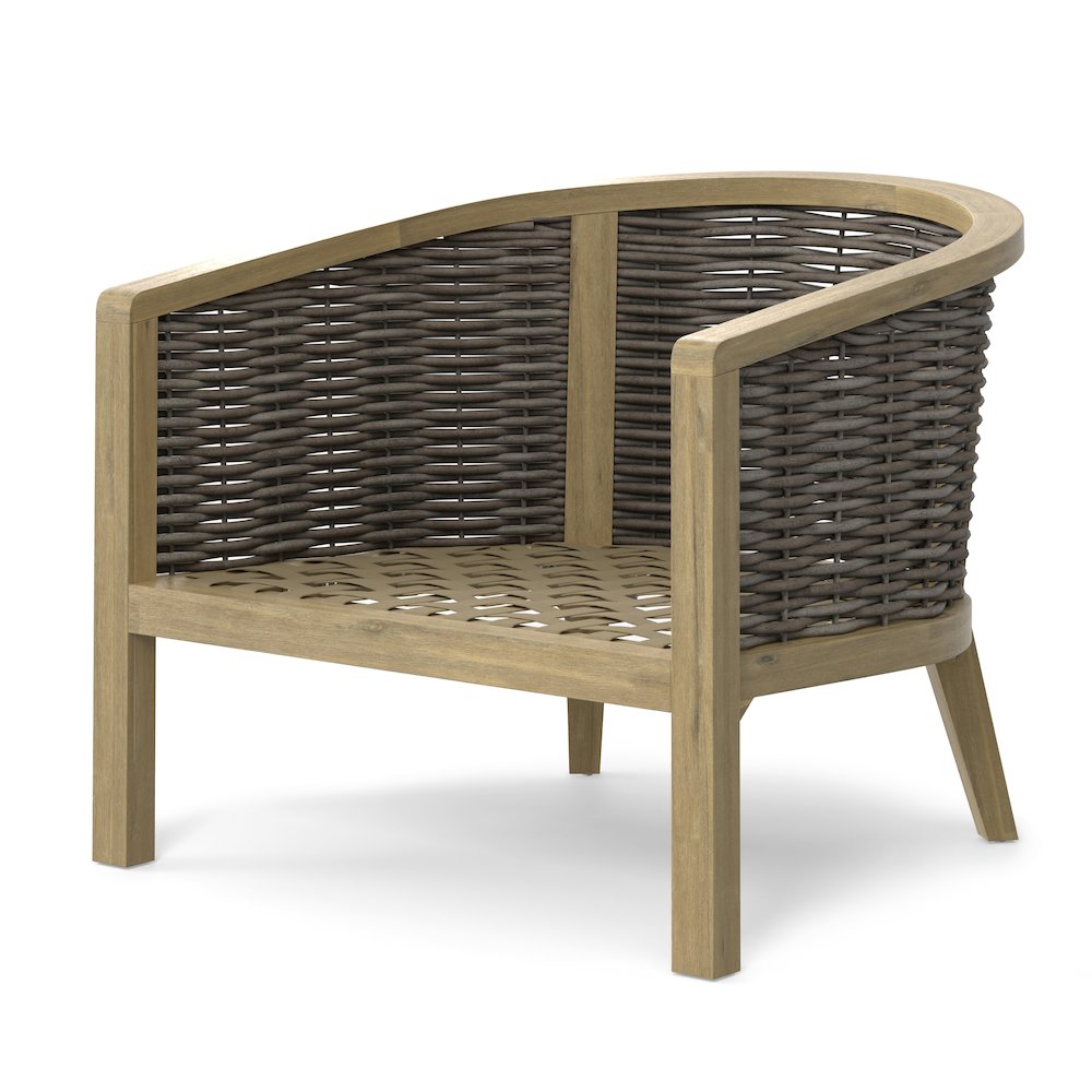 Parkside Solid Acacia Wood Outdoor Conversation Chair (Set Of 2) In Natural. Picture 3