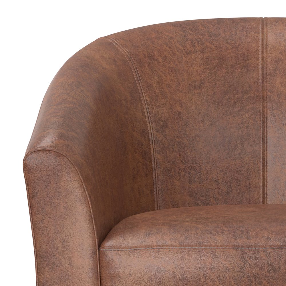 Austin 30 inch Wide Contemporary Tub Chair in Distressed Saddle Brown Leather. Picture 4