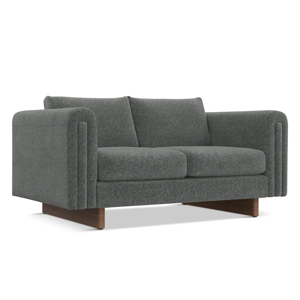 61 Wide Contemporary Loveseat Sofa in Dark Grey Tightly Woven Performance Fabric. Picture 1