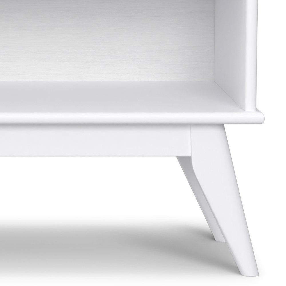 Draper Solid Hardwood 30 Inch X 64 Inch Mid Century Modern Low Bookcase In White. Picture 3