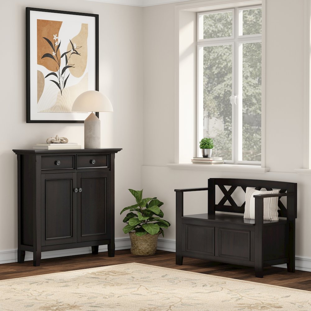 36"W Small Storage Bench and 36"W Storage Cabinet in Hickory Brown. Picture 6