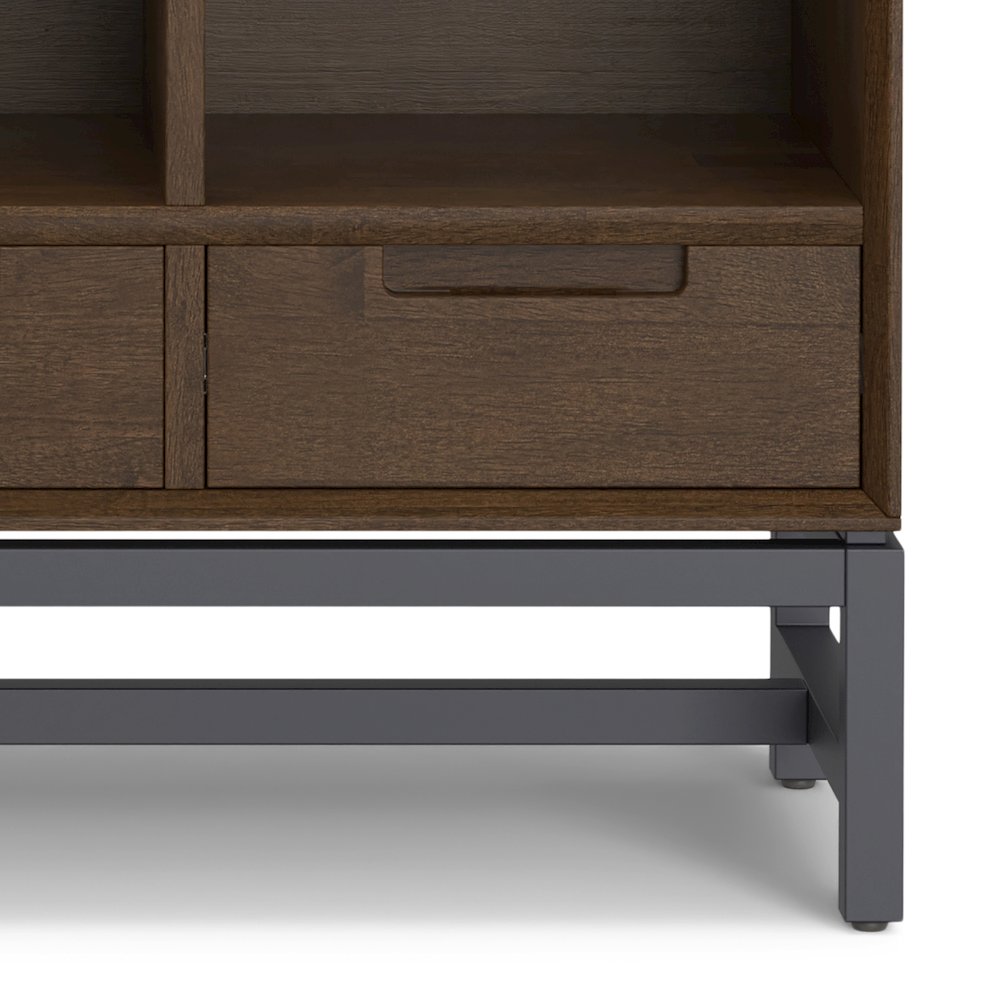 Banting Solid Hardwood 9 Cube Bookcase With Drawers In Walnut Brown. Picture 3
