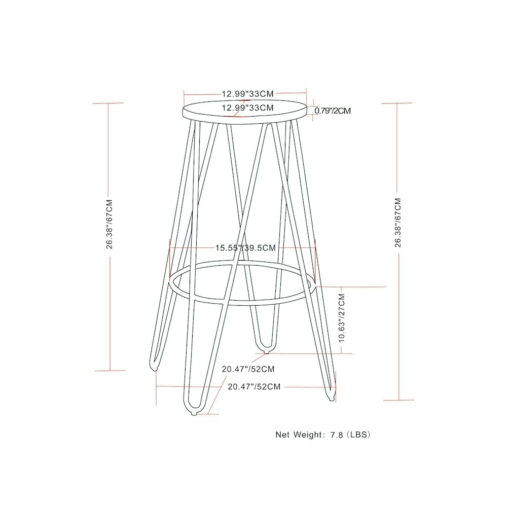 26 Inch Metal Counter Height Stool With Wood Seat (Set Of 2). Picture 6