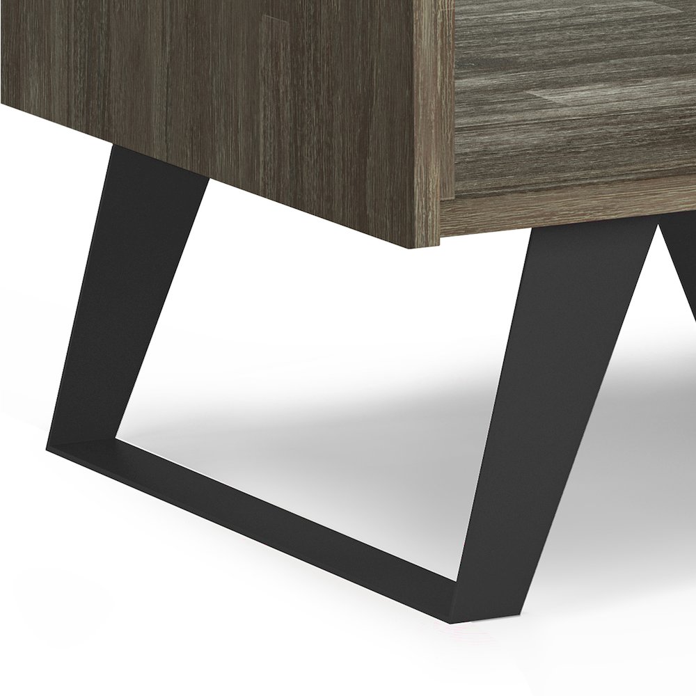 Lowry Solid Acacia Wood End Table In Distressed Grey. Picture 4