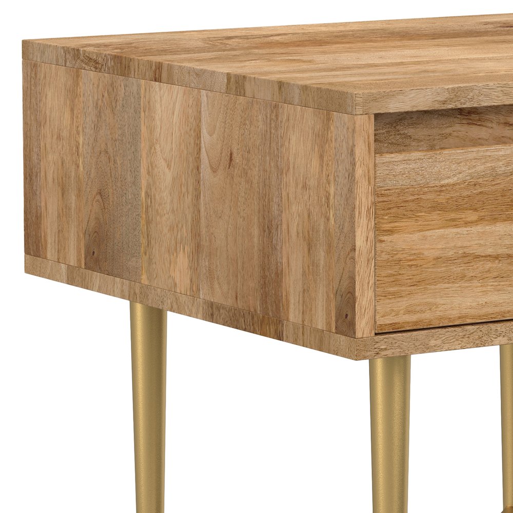 Fallon SOLID MANGO WOOD End Table with Drawer in Natural. Picture 7