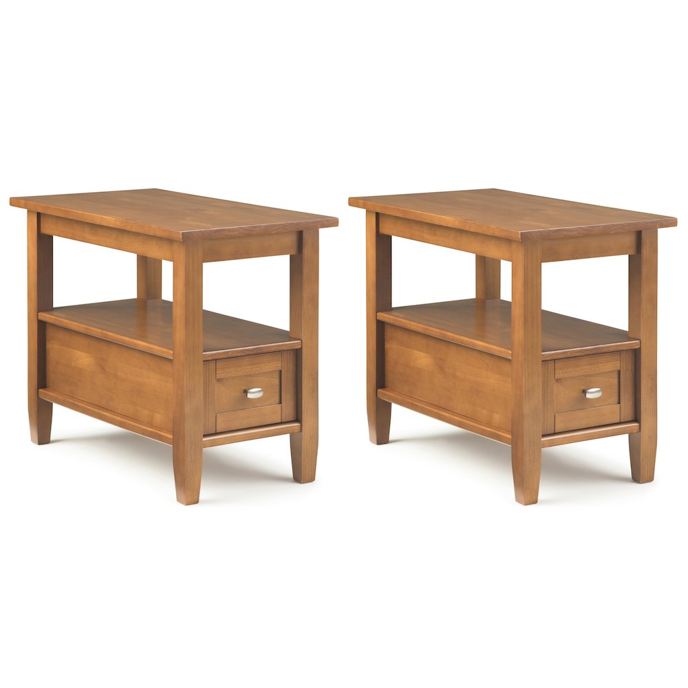 14 inch Transitional Narrow End Table in Light Golden Brown (Set of 2). Picture 1