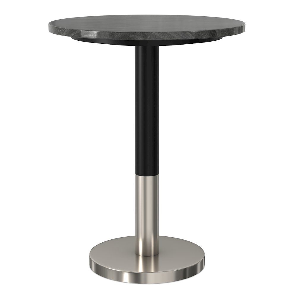 16 inch Wide Modern Side Table in Black Genuine Marble and Black/Silver Iron. Picture 2