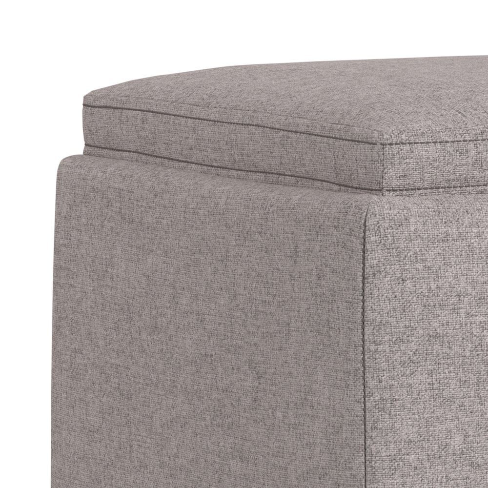 Natasha Storage Ottoman With Tray In Cloud Grey Polyester Linen. Picture 4