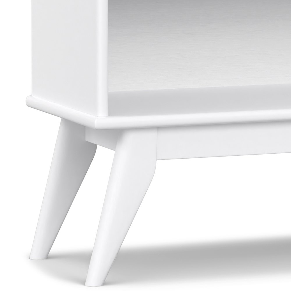 Draper Solid Hardwood 30 Inch X 64 Inch Mid Century Modern Low Bookcase In White. Picture 6