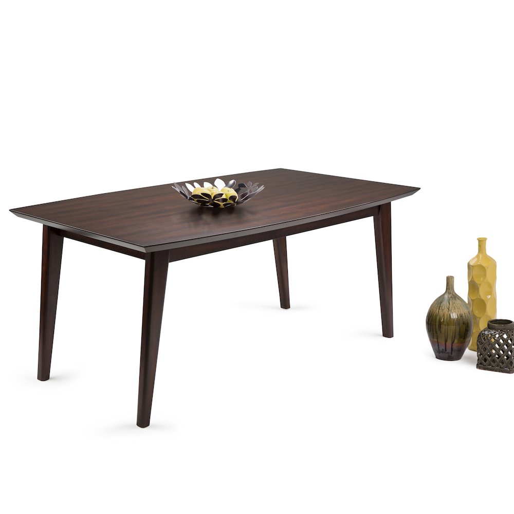 Draper Solid Hardwood Mid Century Rectangle Dining Table In Java Brown. Picture 5