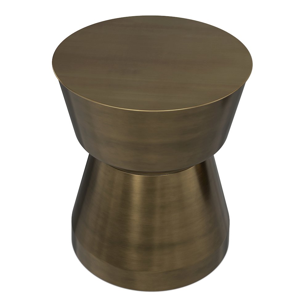 Allegra 16 inch Wide Modern Metal Side Table in Antique Brass Iron, Assembled. Picture 3
