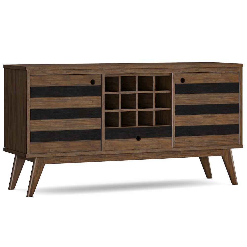 Sideboard With Wine Storage In Rustic Natural Aged Brown. Picture 1