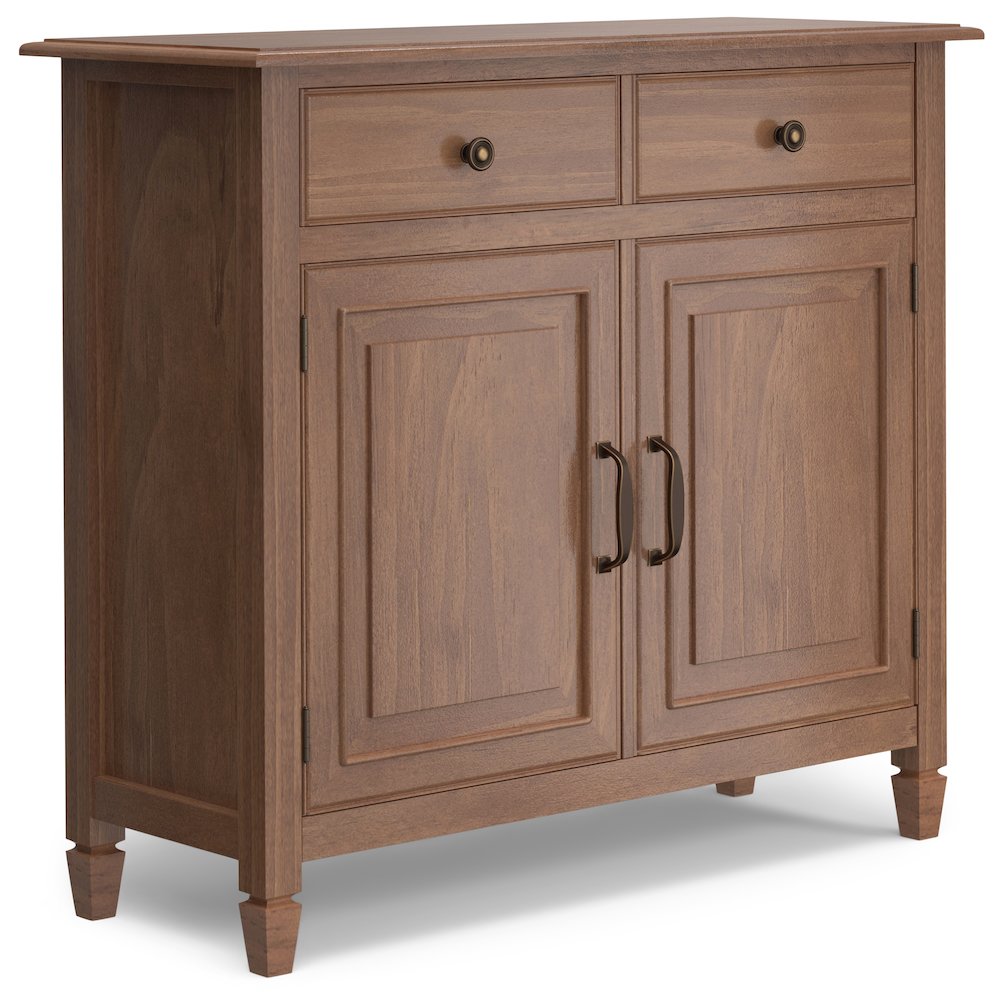 Connaught Solid Wood Entryway Storage Cabinet In Medium Saddle Brown. Picture 1