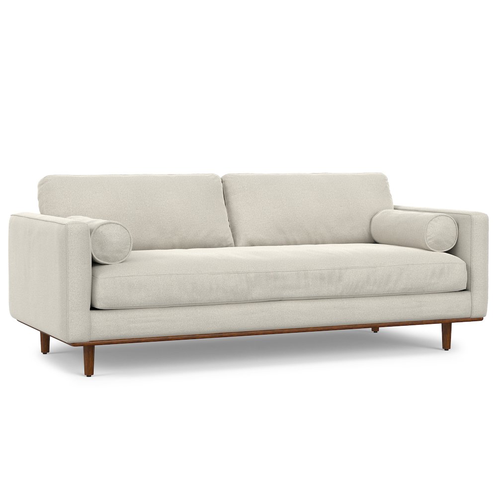 Morrison 89 inch Wide Mid-Century Modern Sofa in Cream White Woven-Blend Fabric. Picture 1
