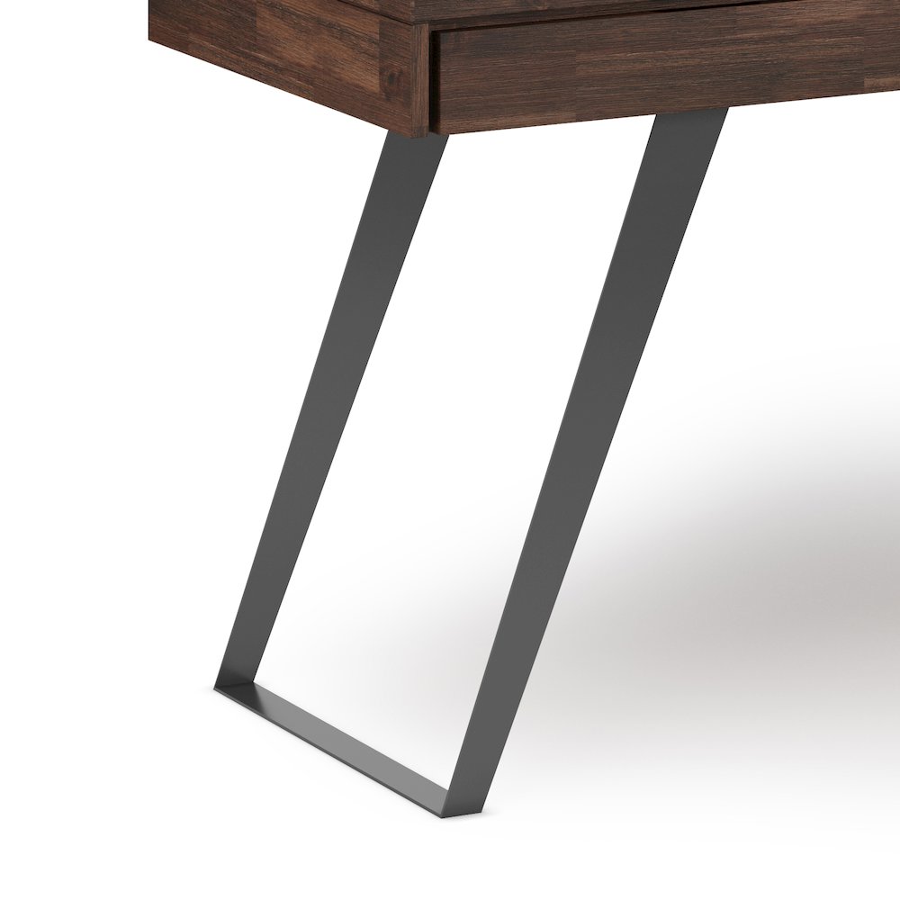 Lowry Solid Acacia Wood Large Desk In Distressed Charcoal Brown. Picture 4