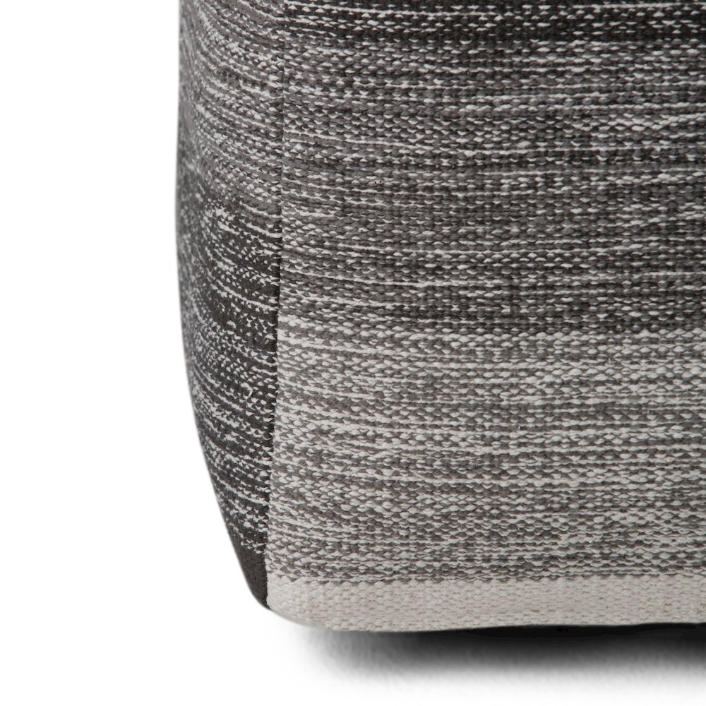 Naya Cube Pouf In Patterned Grey Melange Cotton. Picture 4