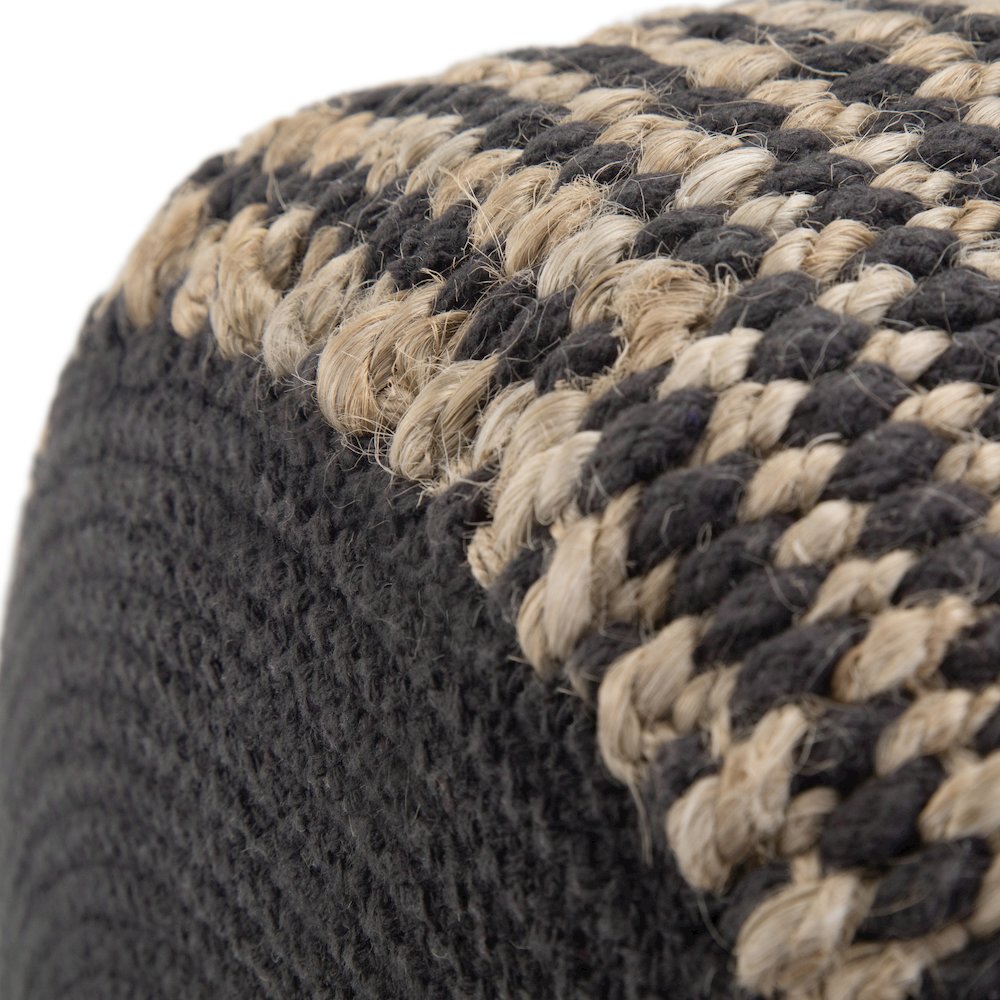 Larissa Round Braided Pouf In Natural Jute. Picture 4