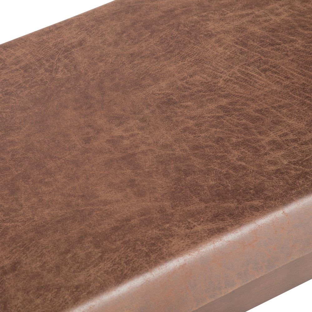 Chanelle Solid Hardwood Mid Century Ottoman Bench In Distressed Umber Brown. Picture 2