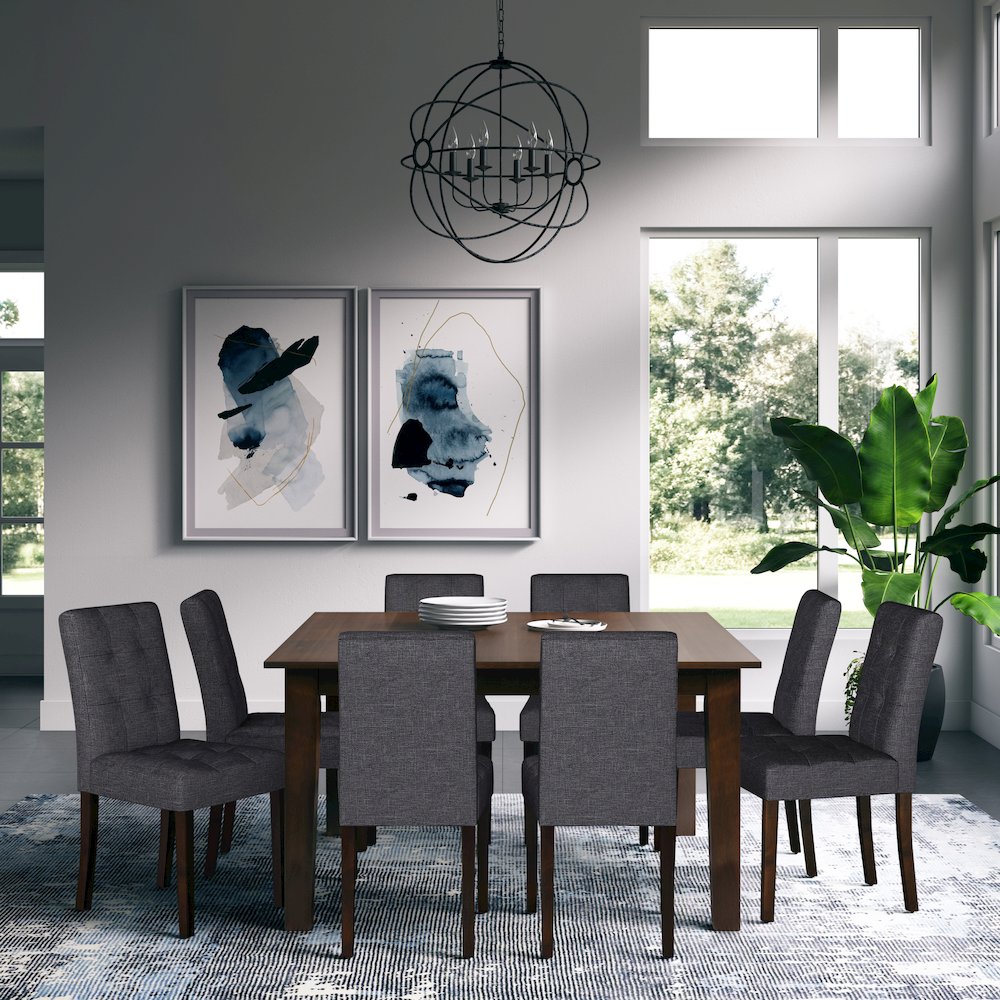Andover Solid Hardwood 9 Piece Dining Set In Slate Grey. Picture 5