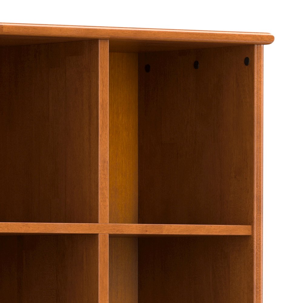 Draper 42 inch Wide Solid Hardwood Mid-Century Storage Bookcase in Teak Brown. Picture 2
