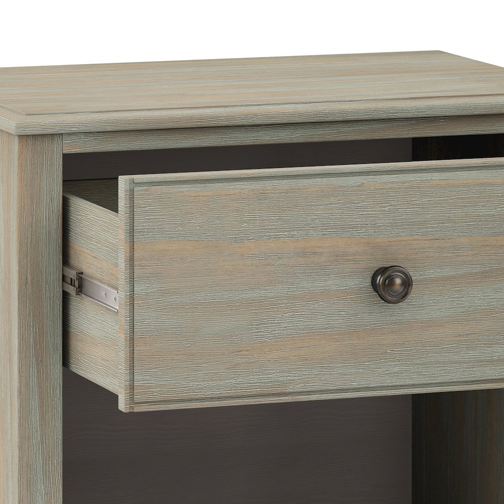Solid Wood 24 Inch Wide Traditional Bedside Nightstand Table In Distressed Grey. Picture 3