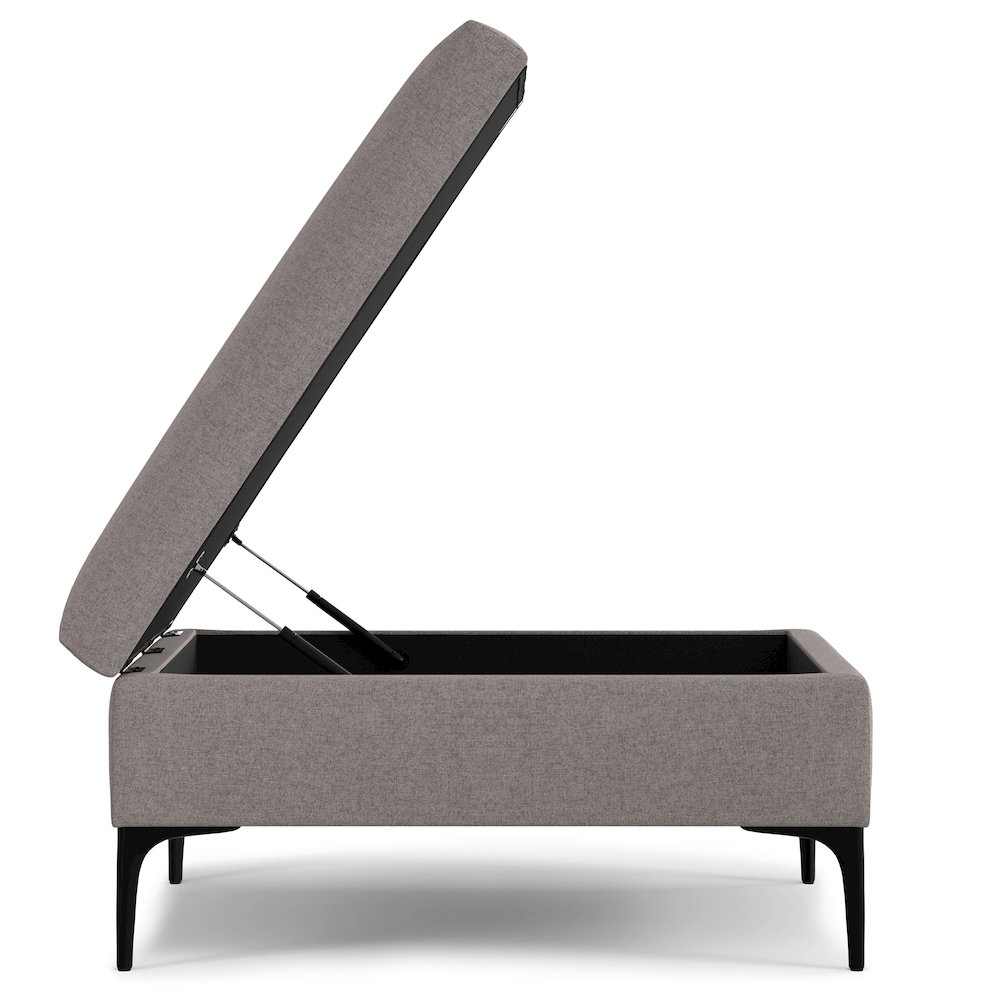 Coffee Table Storage Ottoman With Lift Up Lid In Cloud Grey Polyester Linen. Picture 4