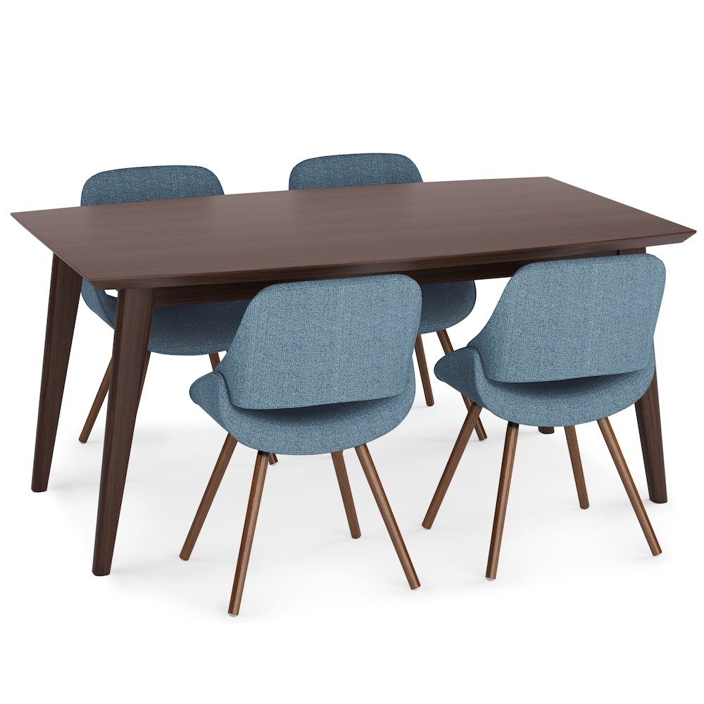 Malden / Draper Solid Hardwood 5 Piece Dining Set In Denim Blue. Picture 4