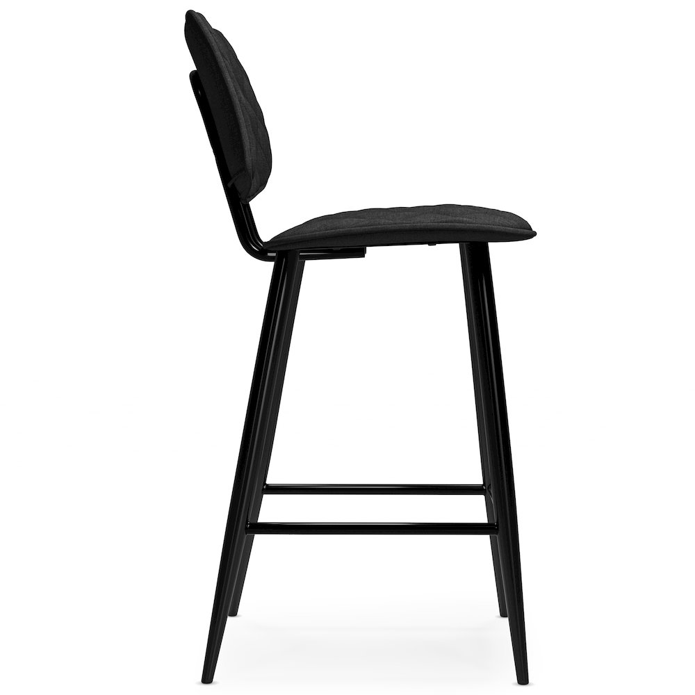 Raya Counter Height Stool (Set Of 2) In Charcoal Polyester Linen Fabric. Picture 2