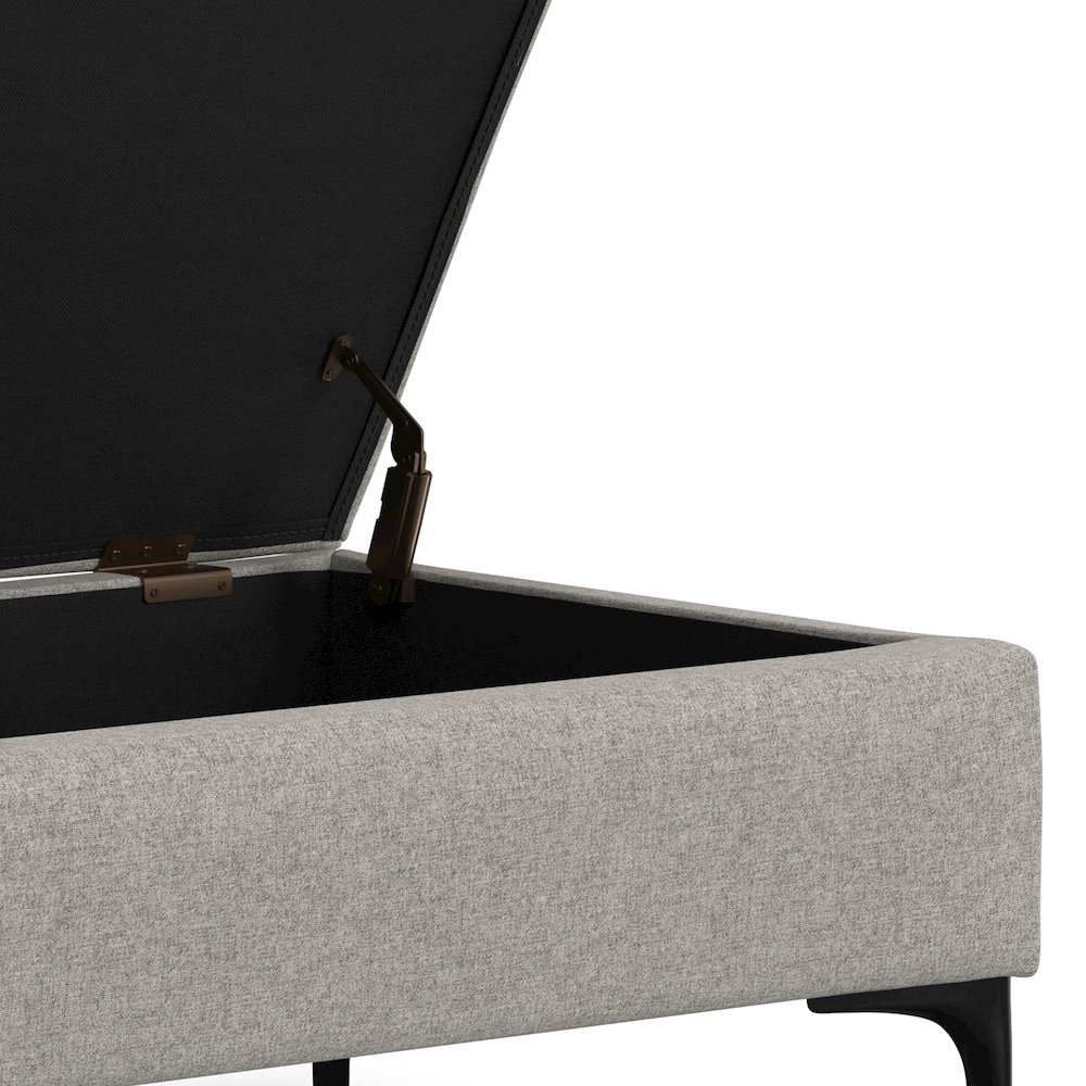Large Coffee Table Storage Ottoman with Lift up Lid in Cloud Grey Polyester. Picture 9