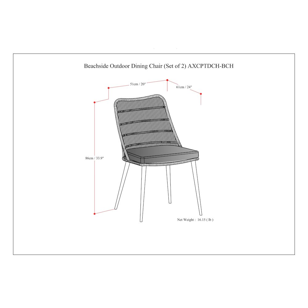 Beachside Outdoor Dining Chair (Set Of 2) In Grey Polyester Fabric. Picture 6