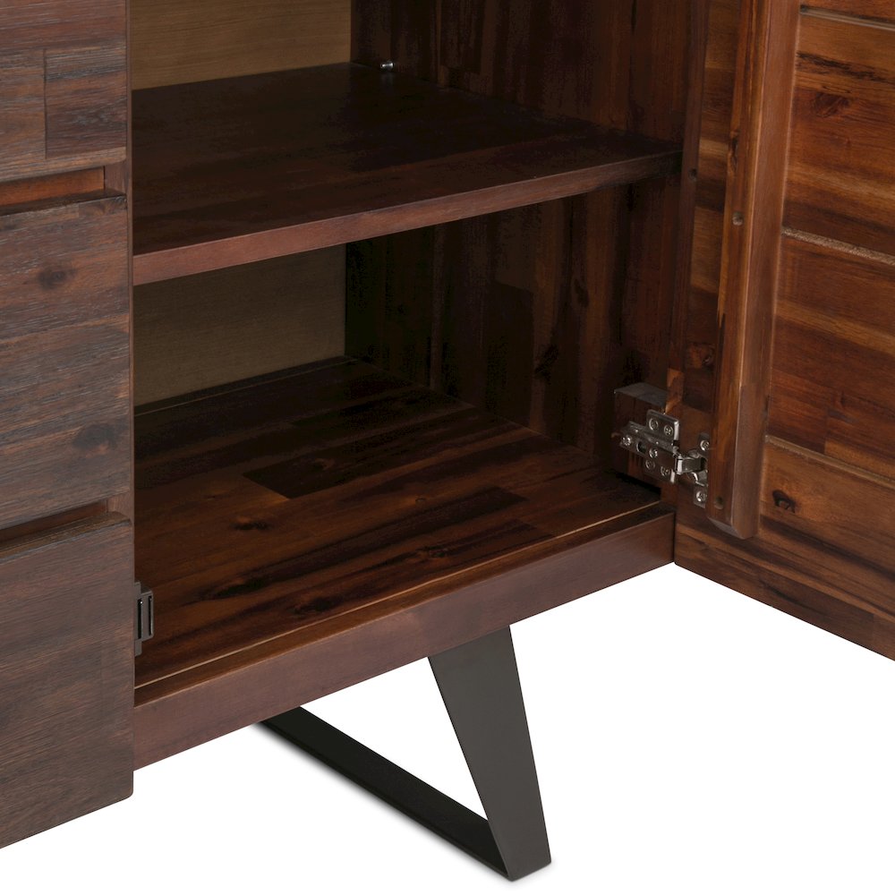 Lowry Solid Acacia Wood Sideboard Buffet In Distressed Charcoal Brown. Picture 4