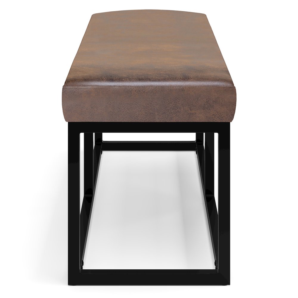 Reynolds Bench In Distressed Chestnut Brown Faux Leather. Picture 2