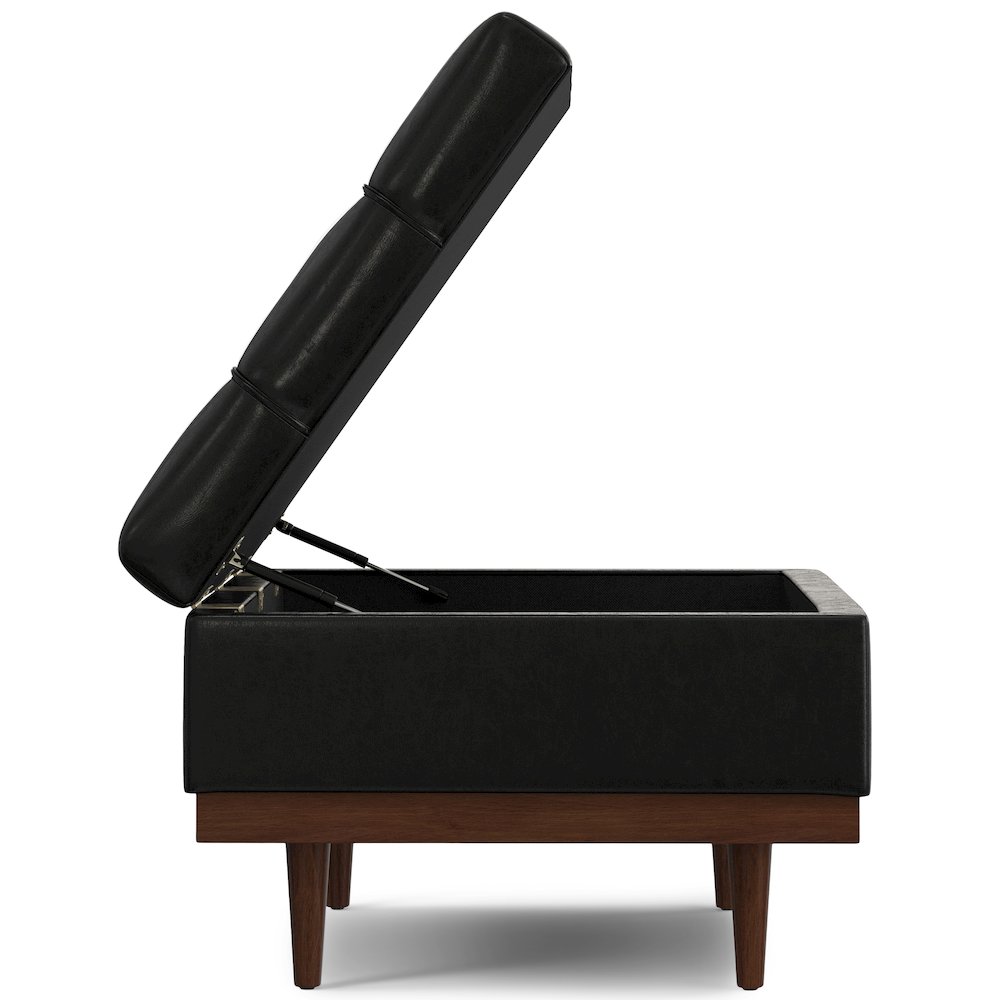 Mariah Coffee Table Storage Ottoman in Midnight Black  PU Black faux leather. Picture 8