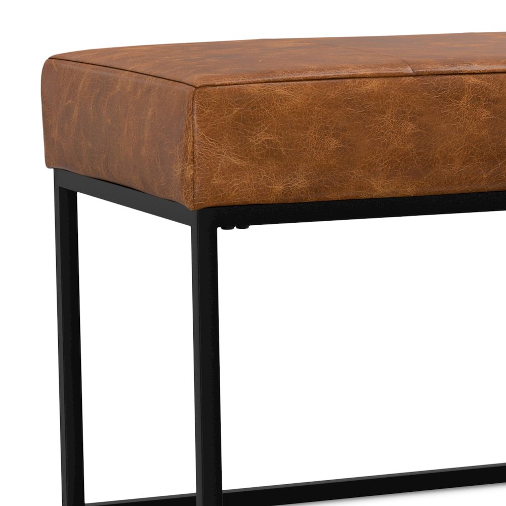 Candice Ottoman Bench In Tan Genuine Leather. Picture 2