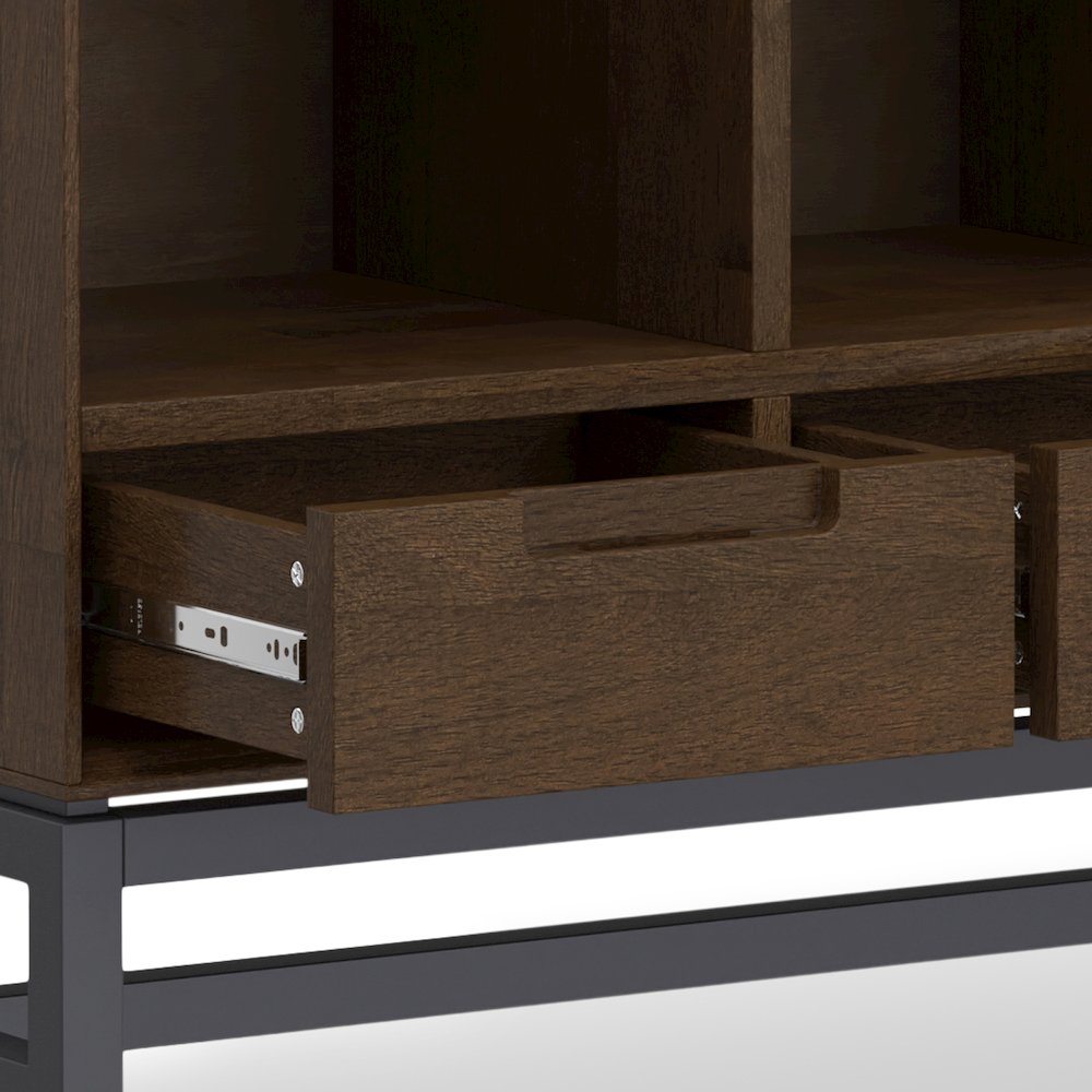 Banting Solid Hardwood 9 Cube Bookcase With Drawers In Walnut Brown. Picture 4