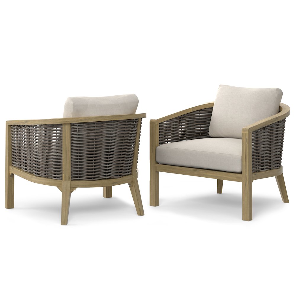 Parkside Solid Acacia Wood Outdoor Conversation Chair (Set Of 2) In Natural. Picture 1