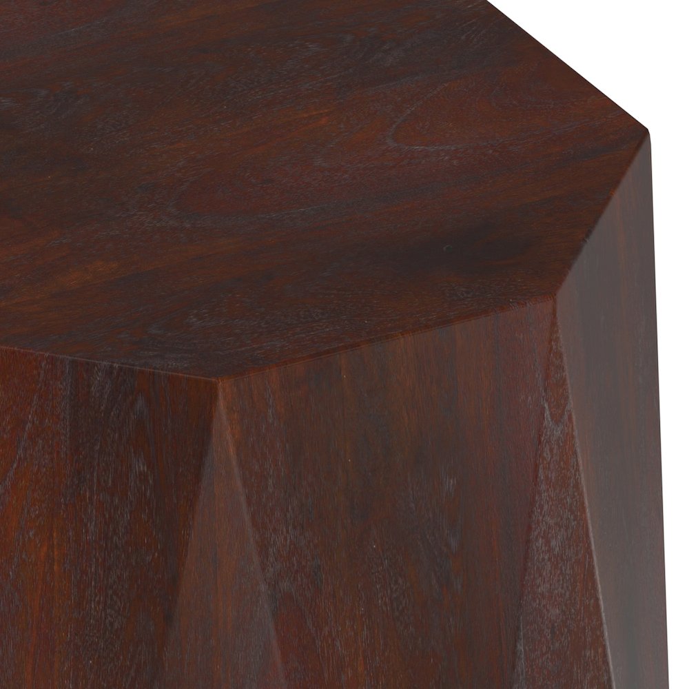 Solid Acacia Wood 15 Inch Wide Polygon Contemporary Side Table In Walnut Brown. Picture 3