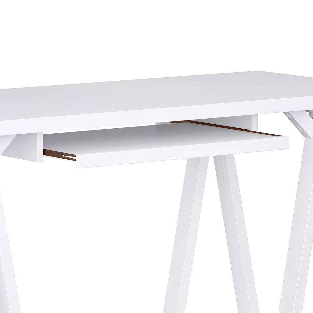 Sawhorse Solid Wood Desk In White. Picture 3
