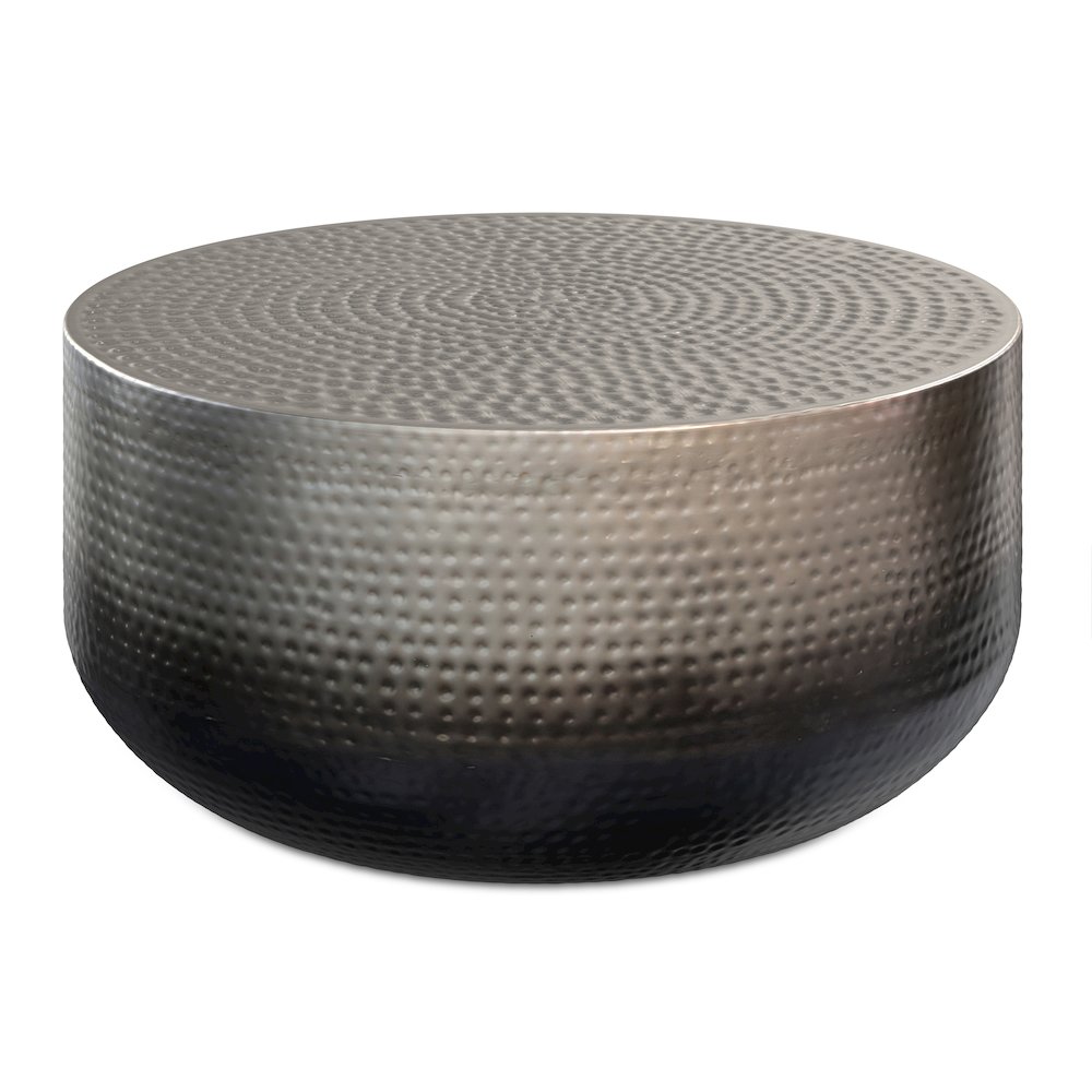 Nova 36 inch Wide Contemporary Metal Coffee Table in Silver Ombre, Assembled. Picture 2