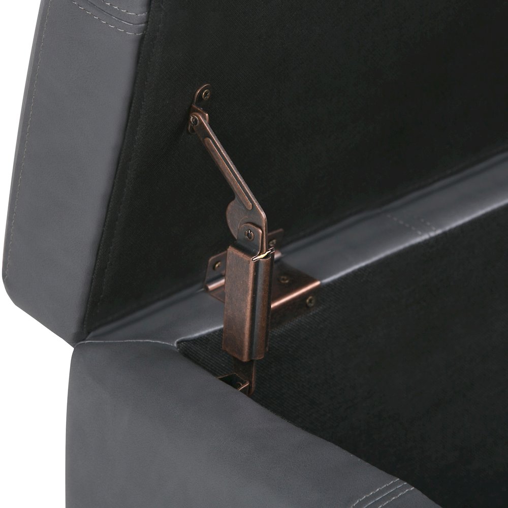 Kingsley Large Storage Ottoman In Stone Grey Vegan Faux Leather. Picture 4